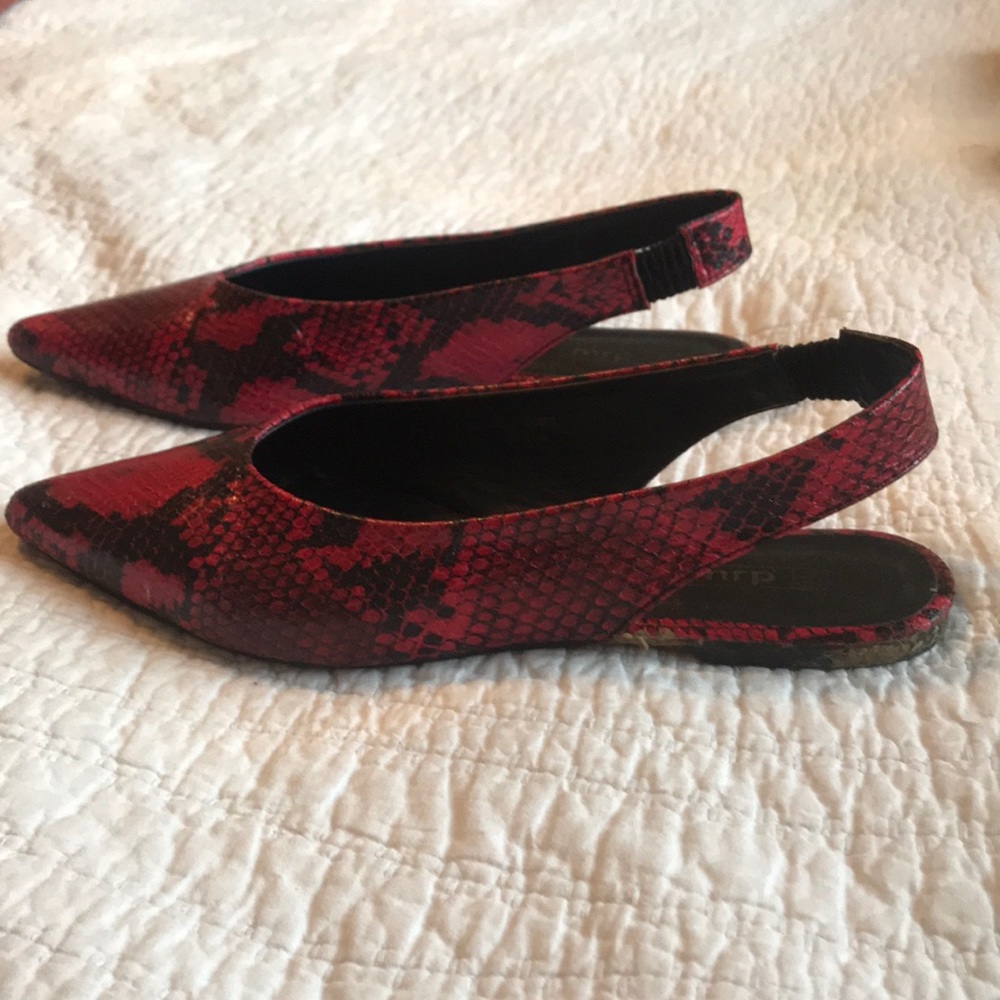 Faux snakeskin flats